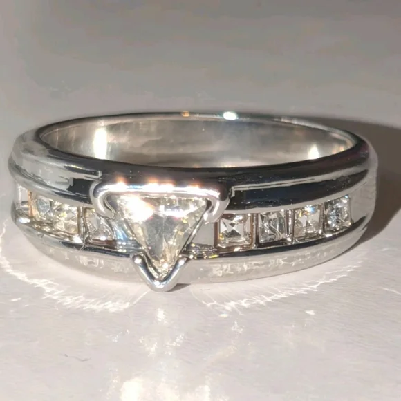 1 Ct Men's Wedding Ring 14K White Gold Plated Round Cut Simulated Diamond Sz 13 - Picture 10 of 13